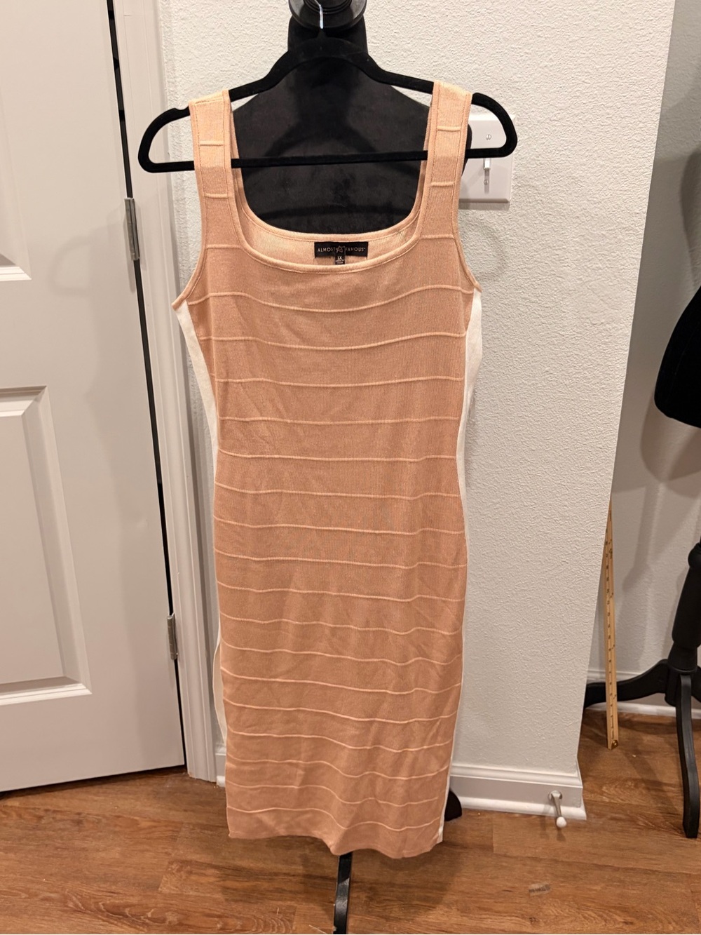 Women’s 1X Tan with Side Stripe Panel Dress